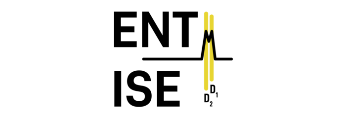 Logo "ENTAISE" with stylized M as yellow chromatographic peaks, labeled D1 and D2