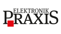 Logo der Fachzeitschrift Elektronik Praxis mit schwarzem Schriftzug und rotem Quadrat unter dem Buchstaben P