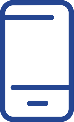Blaues Smartphone-Symbol mit Bildschirm und Home-Taste im Umriss-Stil