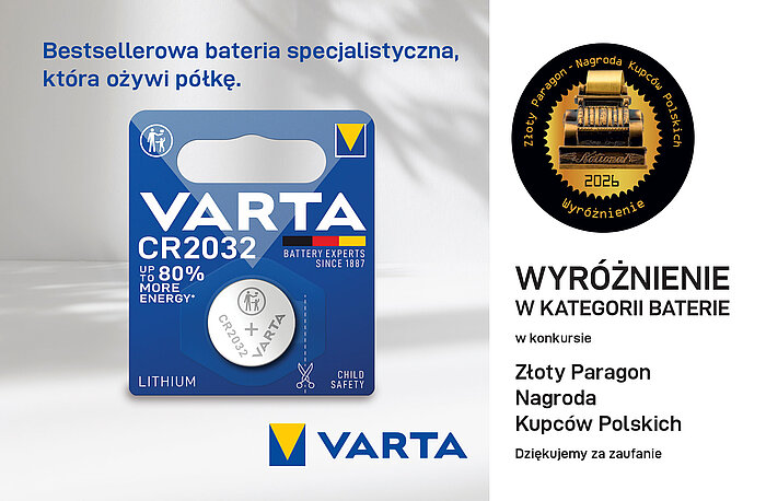 Wyróżnienie w konkursie „ZŁOTY PARAGON 2026” DLA BATERII VARTA 