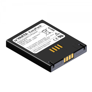 VARTA EasyPack 锂聚合物可充电电池，黑色外壳，带金色接触触点和产品标签