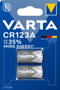 LITHIUM Cylindrical CR123A 2 PK