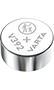 Pile bouton argentée Varta V392 vue de face avec logo et référence imprimés sur le dessus